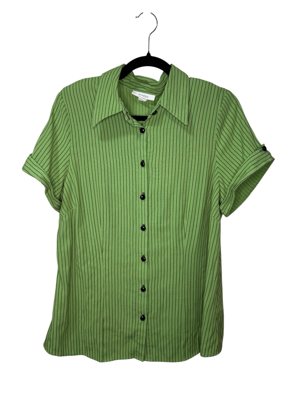 Green Ribbed Button-Up Shirt - Picture 2 of 7